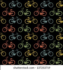 Abstract seamless pattern made of two types of retro bicycles