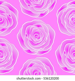 Abstract seamless pattern in magenta and pink colors. Vector background illustration. Nature rose flowers.