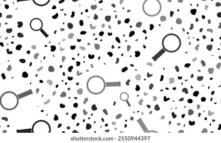 Abstractas patrón sin fisuras con símbolos de lupa. Fondo de leopardo creativo. Ilustración vectorial sobre fondo blanco