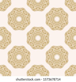 Abstract seamless pattern with mandala flower. Mosaic, tile. Floral background. Vector illustration.    