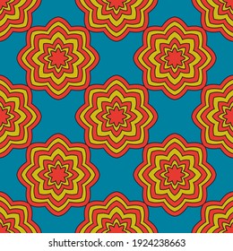 Resumen de un patrón sin fisuras con la flor mandala. Mosaico, azulejos, punto de polka. Fondo floral.