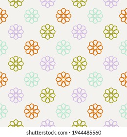 Abstract seamless pattern with mandala flower. Mosaic, tile, polka dot. Floral background.