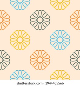Abstract seamless pattern with mandala flower. Mosaic, tile, polka dot. Floral background.
