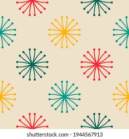 Abstract seamless pattern with mandala flower. Mosaic, tile, polka dot. Floral background.