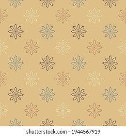Resumen de un patrón sin fisuras con la flor mandala. Mosaico, azulejos, punto de polka. Fondo floral.