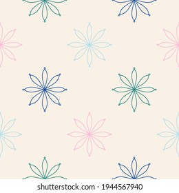 Abstract seamless pattern with mandala flower. Mosaic, tile, polka dot. Floral background.