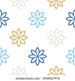 Resumen de un patrón sin fisuras con la flor mandala. Mosaico, azulejos, punto de polka. Fondo floral.