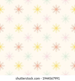 Abstract seamless pattern with mandala flower. Mosaic, tile, polka dot. Floral background.