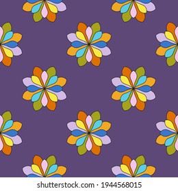 Abstract seamless pattern with mandala flower. Mosaic, tile, polka dot. Floral background.