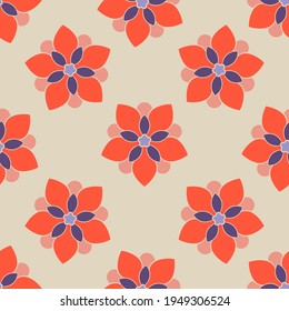 Abstract seamless pattern with mandala flower. Mosaic, tile. Floral background.