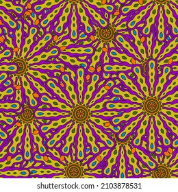 Abstraktes, nahtloses Muster mit Mandala Blume. Mosaik, Fliesen. Blumenhintergrund.