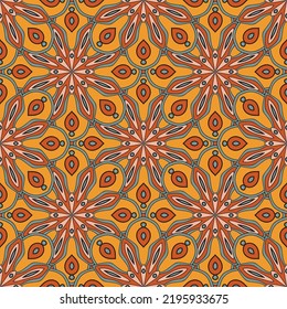 Abstract seamless pattern with mandala flower. Mosaic, tile. Floral background.