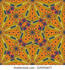 Abstract seamless pattern with mandala flower. Mosaic, tile. Floral background.