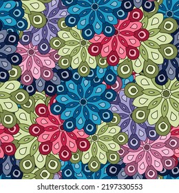 Resumen de un patrón sin fisuras con la flor mandala. Mosaico, azulejos. Fondo floral.