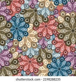 Abstraktes, nahtloses Muster mit Mandala Blume. Mosaik, Fliesen. Blumenhintergrund.