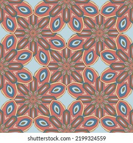 Abstraktes, nahtloses Muster mit Mandala Blume. Mosaik, Fliesen. Blumenhintergrund.