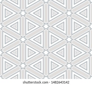 Abstract seamless pattern of many diamond and star shapes. Vector kaleidoscope. Forms from layers.