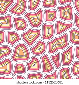 Abstract seamless pattern with many different particles next to each other. Surface is broken to pieces. It looks like maze or puzzles. Wrapping, print on clothes, wallpaper. Vector, eps10