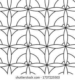 Resumen De Patrón Sin Maravillas Con Muchas Formas De Esquema. Fondo Con Objetos Resumen. Líneas Blanco Y Negro. Textura Interminable Con Elementos Geométricos. Papel De Pantalla Al Estilo Art zen. Ilustración vectorial.
