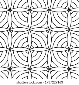Resumen De Patrón Sin Maravillas Con Muchas Formas De Esquema. Fondo Con Objetos Resumen. Ilustración Del Vector Blanco Y Negro. Textura Interminable Con Elementos Geométricos Redondos. Papel De Pantalla Al Estilo Art zen. 

