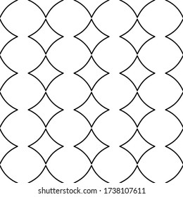 Abstraktes Nahtloses Muster. Viele Formen. Schwarz-weiß geometrischer Hintergrund mit abgerundetem Rhombus. Dekorative Elemente. Unendliche Textur. Tapete im Zen-Art-Stil. Vector Illustration.