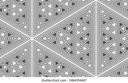 Abstract seamless pattern of many shapes. Vector kaleidoscope. Forms from layers.