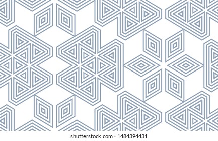 Abstract seamless pattern of many shapes. Vector kaleidoscope. Forms from layers.