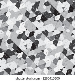 Abstract seamless pattern of many triangles. Pattern with a geometric texture in grunge style.