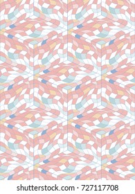 Abstract seamless pattern from many wavy elements. Hidden cubic forms.