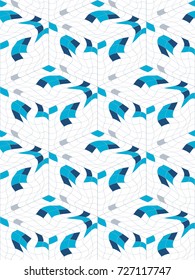Abstract seamless pattern from many wavy elements. Hidden cubic forms.