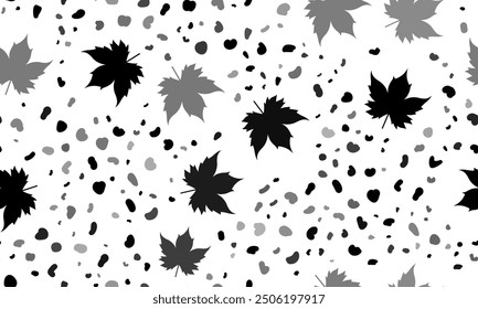 Abstract seamless pattern with maple leaf symbols. Creative leopard backdrop. Vector illustration on white background