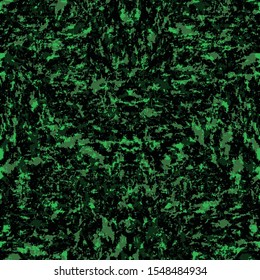 Abstract seamless pattern with marbled texture in green, emerald, chartreuse, black tones. Designed for fashion, fabric, home decor. Vector illustration isolated from background.