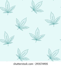 Abstract seamless pattern with Marijuana leaves
