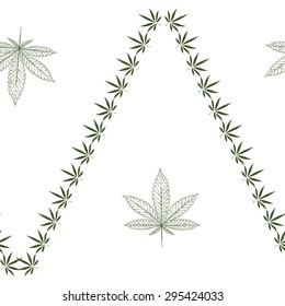 Abstract seamless pattern with Marijuana leaves