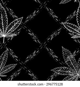 Abstract seamless pattern with Marijuana leaves