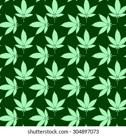 Abstract seamless pattern with Marijuana leaves