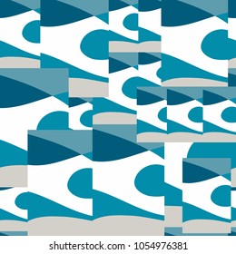 Abstract seamless pattern with marine motifs. Print. Cloth design, wallpaper