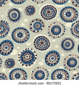 Abstract seamless pattern in marine style. Doodle vector texture.