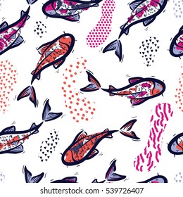 Abstract seamless pattern in memphis style. Hand drawn vintage background. Sketch design for print, home decor, textile, wrapping paper, fashion fabric