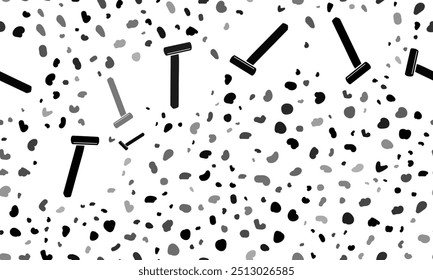 Abstract seamless pattern with mens razor symbols. Creative leopard backdrop. Vector illustration on white background