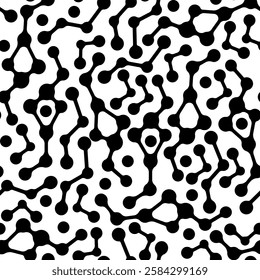 Abstract seamless pattern with metaball dots or molecule