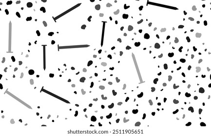 Abstract seamless pattern with metal nail symbols. Creative leopard backdrop. Vector illustration on white background