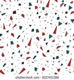 Abstract seamless pattern with mid century modern print, decorative geometric shapes and ornaments. Minimalist and simple design, trendy wallpaper or background with triangles. Vector in flat style