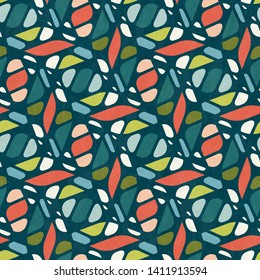 Abstract seamless pattern in mid-century modern colors, vector illustration with texture