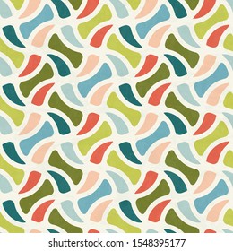 Abstract seamless pattern in mid-century modern colors, vector illustration with texture