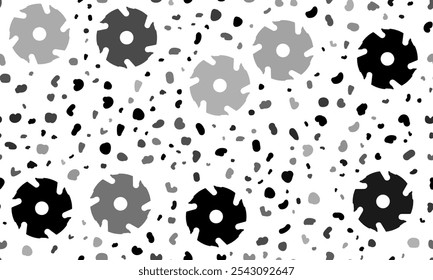 Abstract seamless pattern with milling disc symbols. Creative leopard backdrop. Vector illustration on white background