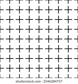 Abstract seamless pattern with minimalist plus shapes on white background