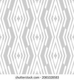 Abstract seamless pattern in a minimalist style. Gray geometric shapes on a white background. Elegant straight lines for your fashion design, textiles, bathroom tiles. Stock vector illustration.