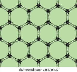 Abstract seamless pattern. Mirror geometric ornament. Vector illustration green color