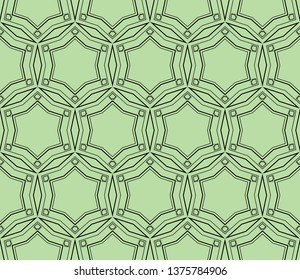 Abstract seamless pattern. Mirror geometric ornament. Vector illustration green color